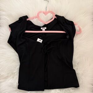 Garage Black Tie-Front Top